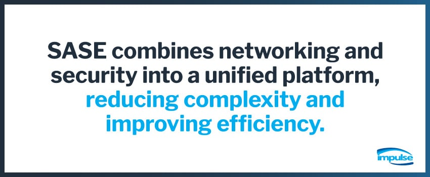 SASE combines networking and security into a unified platform, reducing complexity and improving efficiency.